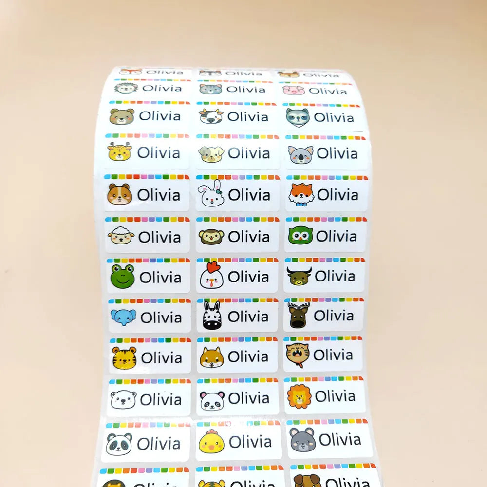 Rainbow Animals Personalized Name Stickers
