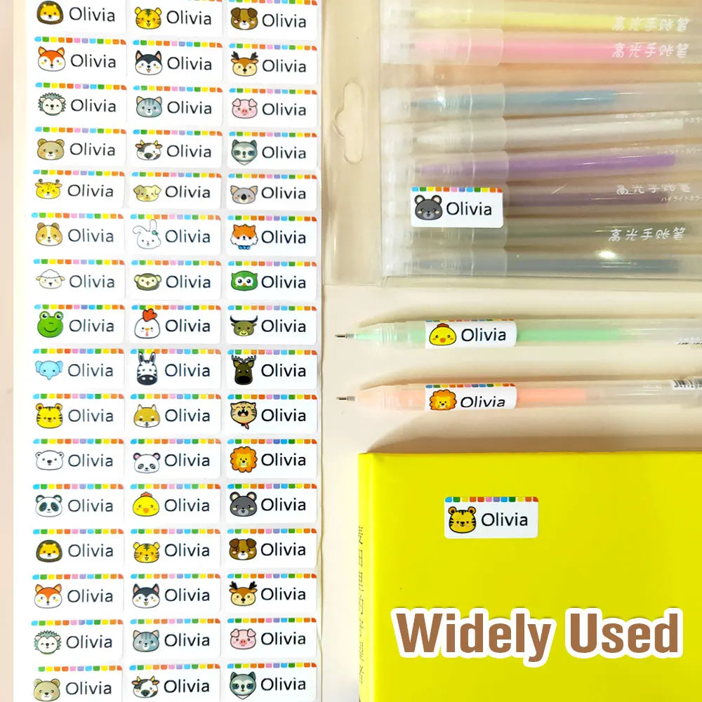 Rainbow Animals Personalized Name Stickers