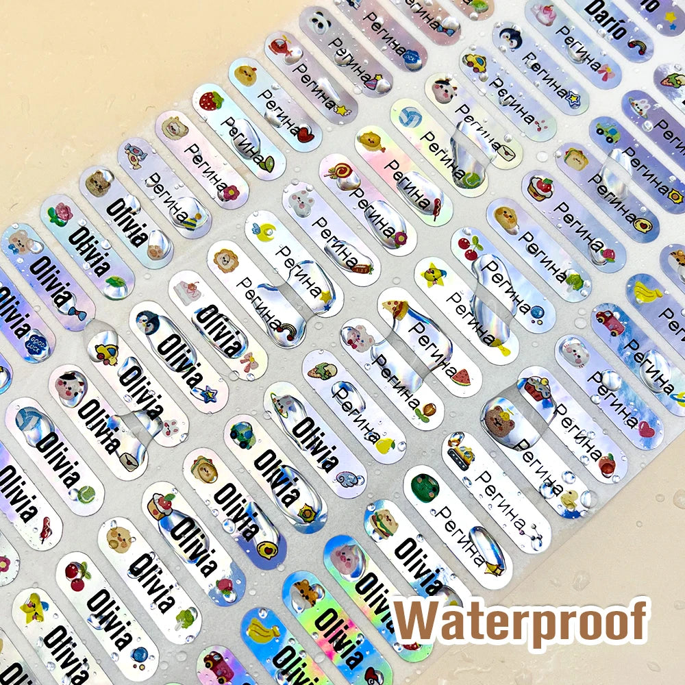 Silver cartoon personalized name sticker (size 22mmx6mm)