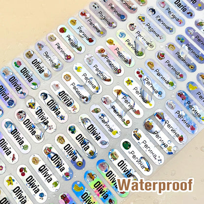 Silver cartoon personalized name sticker (size 22mmx6mm)
