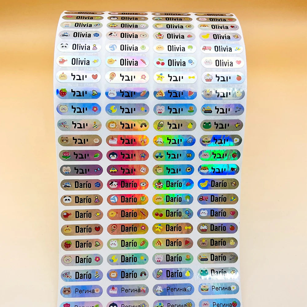 Silver cartoon personalized name sticker (size 22mmx6mm)