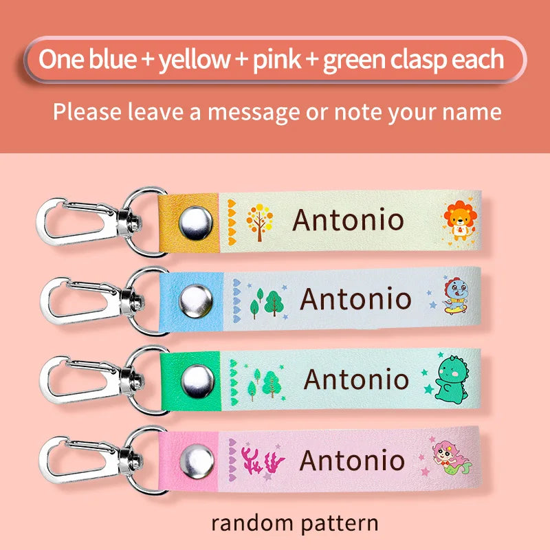 Custom Leather Kids Name Keychain