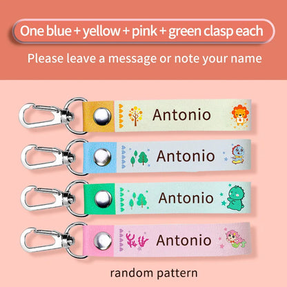 Custom Leather Kids Name Keychain