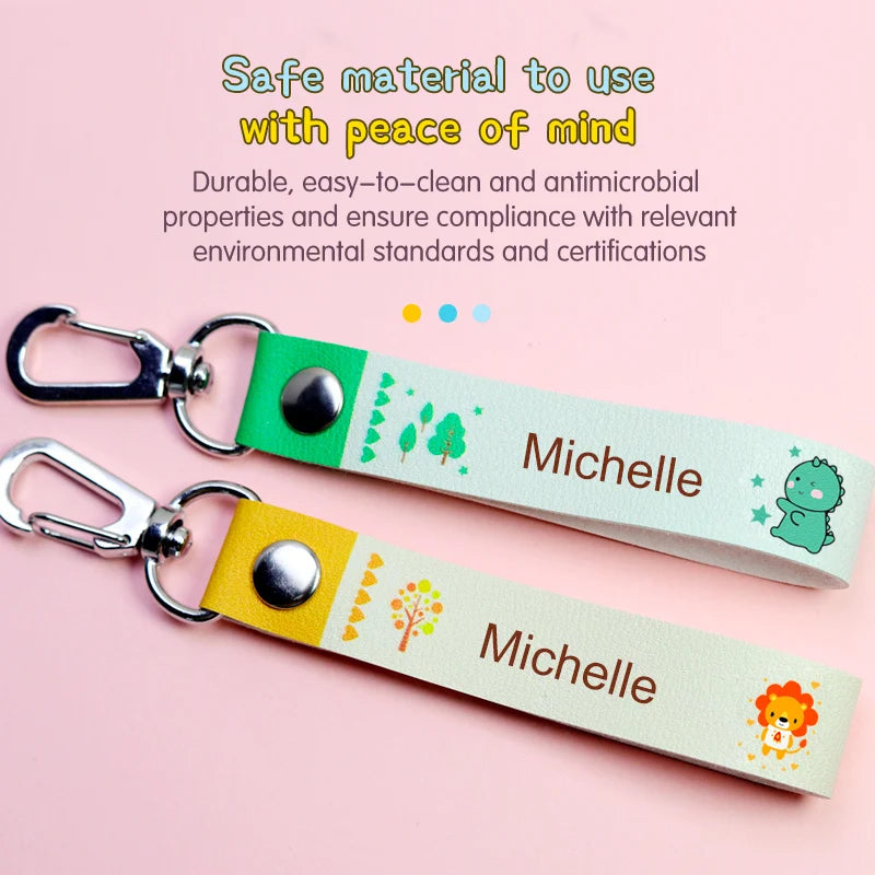 Custom Leather Kids Name Keychain