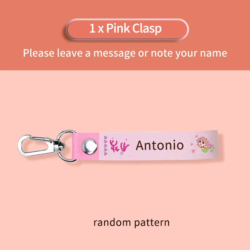 Custom Leather Kids Name Keychain