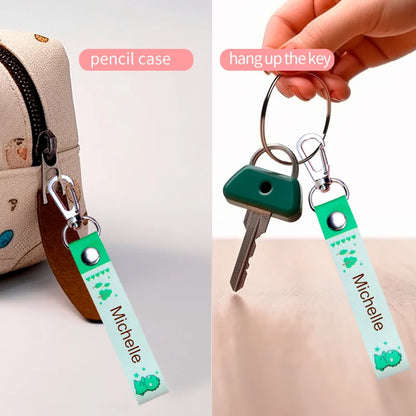 Custom Leather Kids Name Keychain