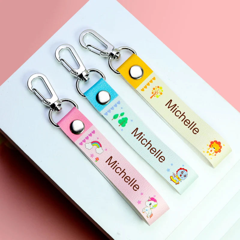 Custom Leather Kids Name Keychain