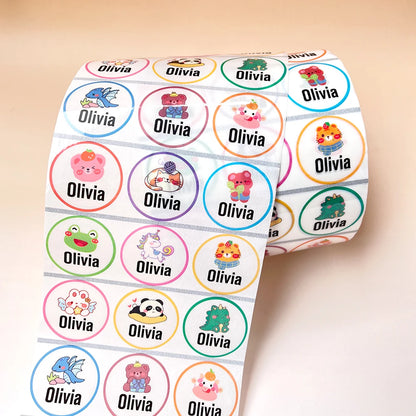 Round Animal Personalized Name Stickers(Size 30mmx30mm)